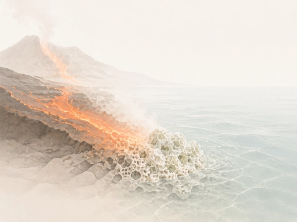 How zeolite forms – natural reaction of volcanic lava and seawater Formation of zeolite through volcanic lava and seawater