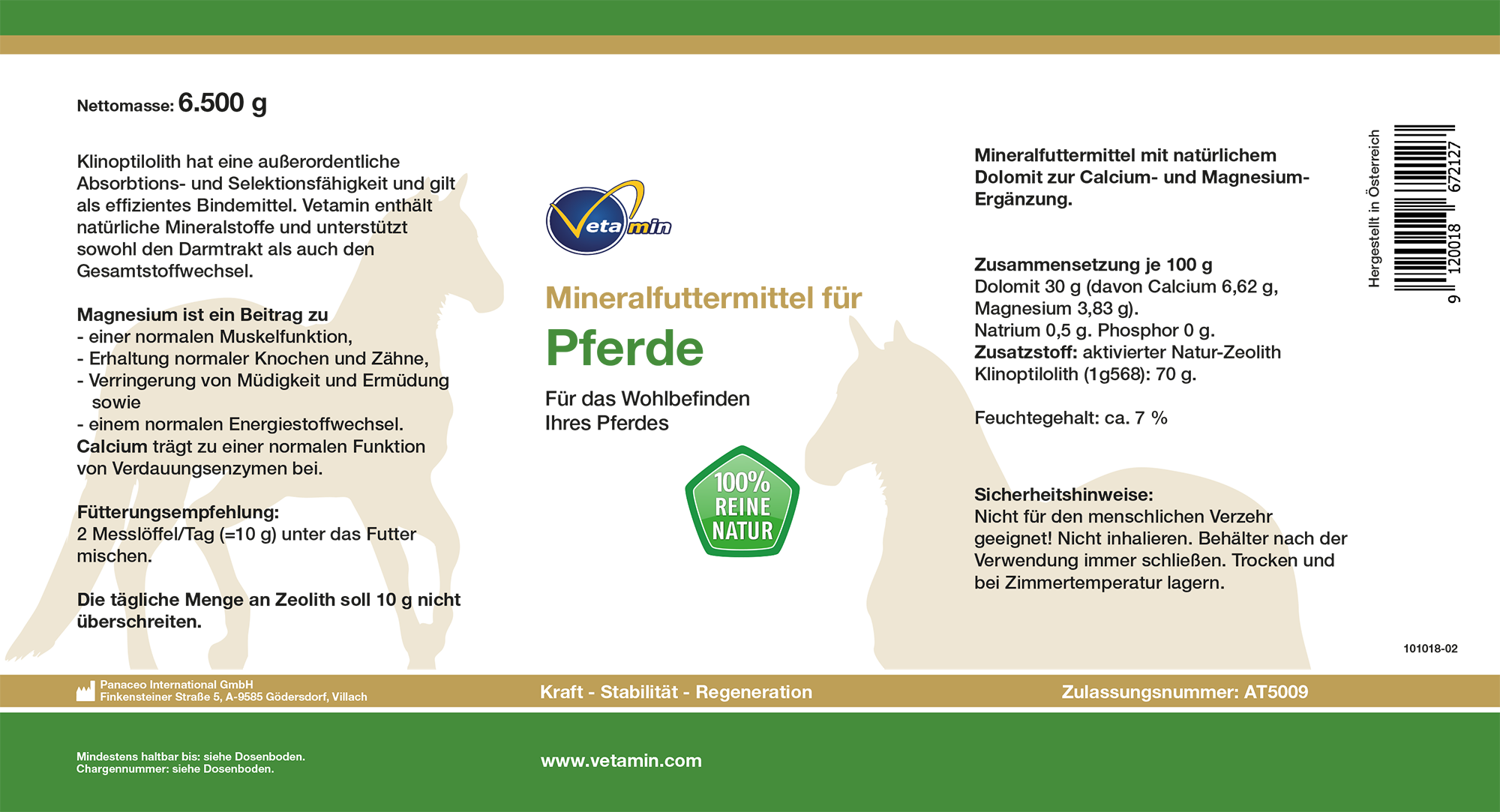 Vetamin Zeolith Mineralfutter für Pferde