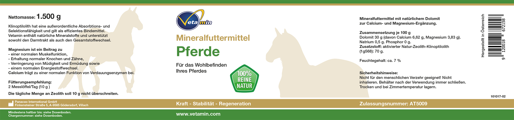 Vetamin Zeolith Mineralfutter für Pferde