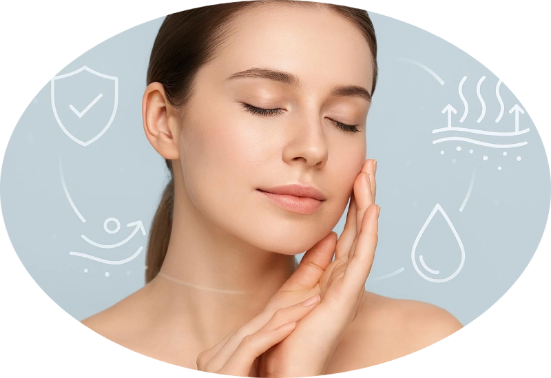 Symbolische Darstellung von Hautschutz und natürlicher Pflege mit PANACEO CARE.