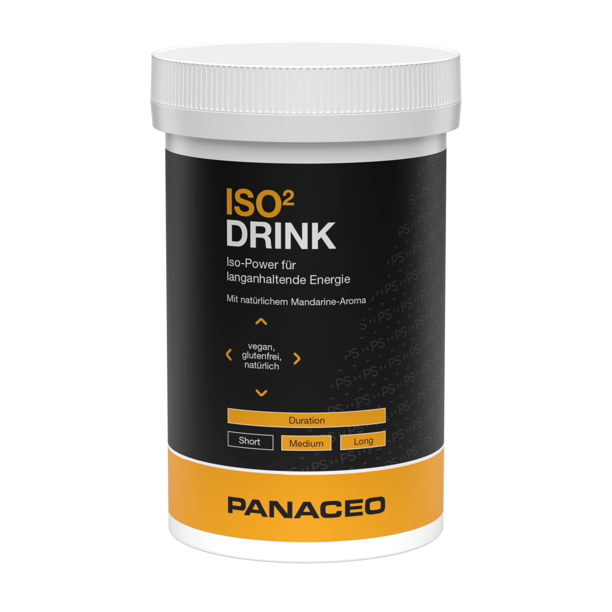 PANACEO ISO² DRINK Pulver 400g Dose mit Mandarine-Aroma Produktabbildung der PANACEO ISO² DRINK Pulver 400g Dose, Iso-Drink mit natürlichem Mandarine-Aroma für langanhaltende Energie, vegan, glutenfrei und natürlich.