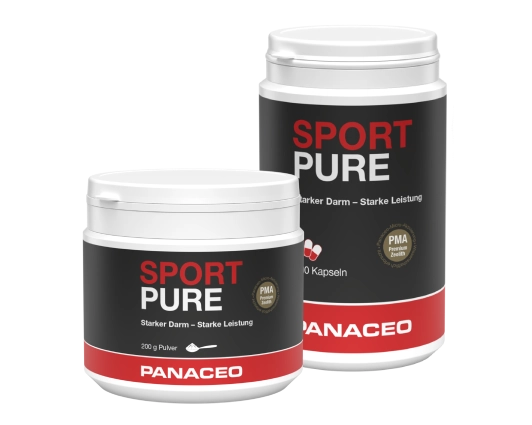 PANACEO SPORT PURE Pulver und Kapseln – Darmgesundheit für Sportler PANACEO SPORT PURE Pulver und Kapseln für Darmgesundheit, Regeneration und Leistungsfähigkeit im Ausdauersport