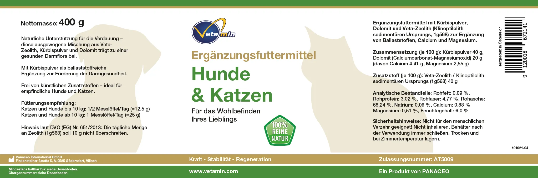 Vetamin Zeolith für Hunde und Katzen