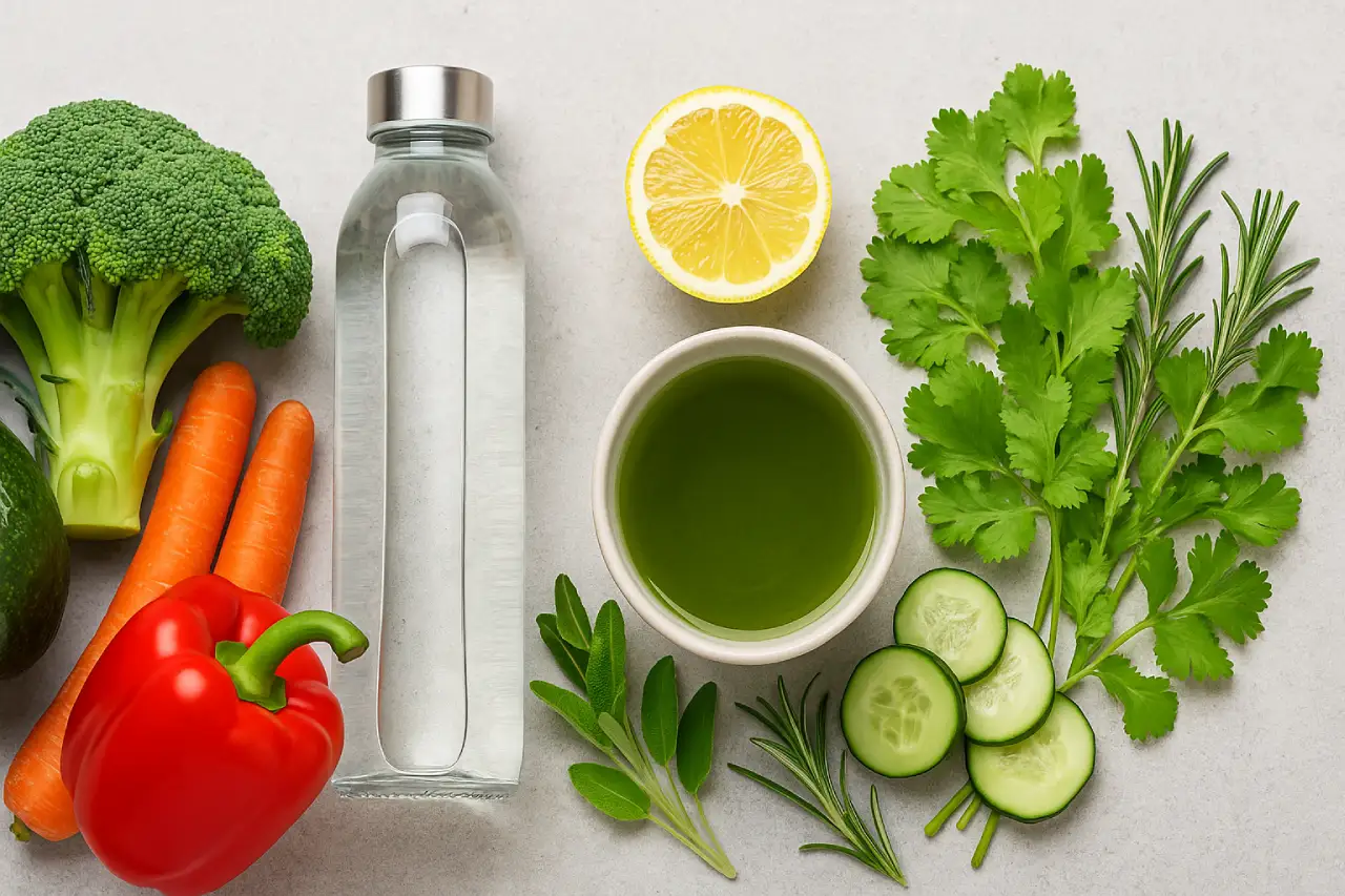 Die 10 besten Methoden zur effektiven Körperentgiftung: So reinigst du deinen Organismus natürlich! Frisches Gemüse, Kräuter und Wasser für die natürliche Körperentgiftung
