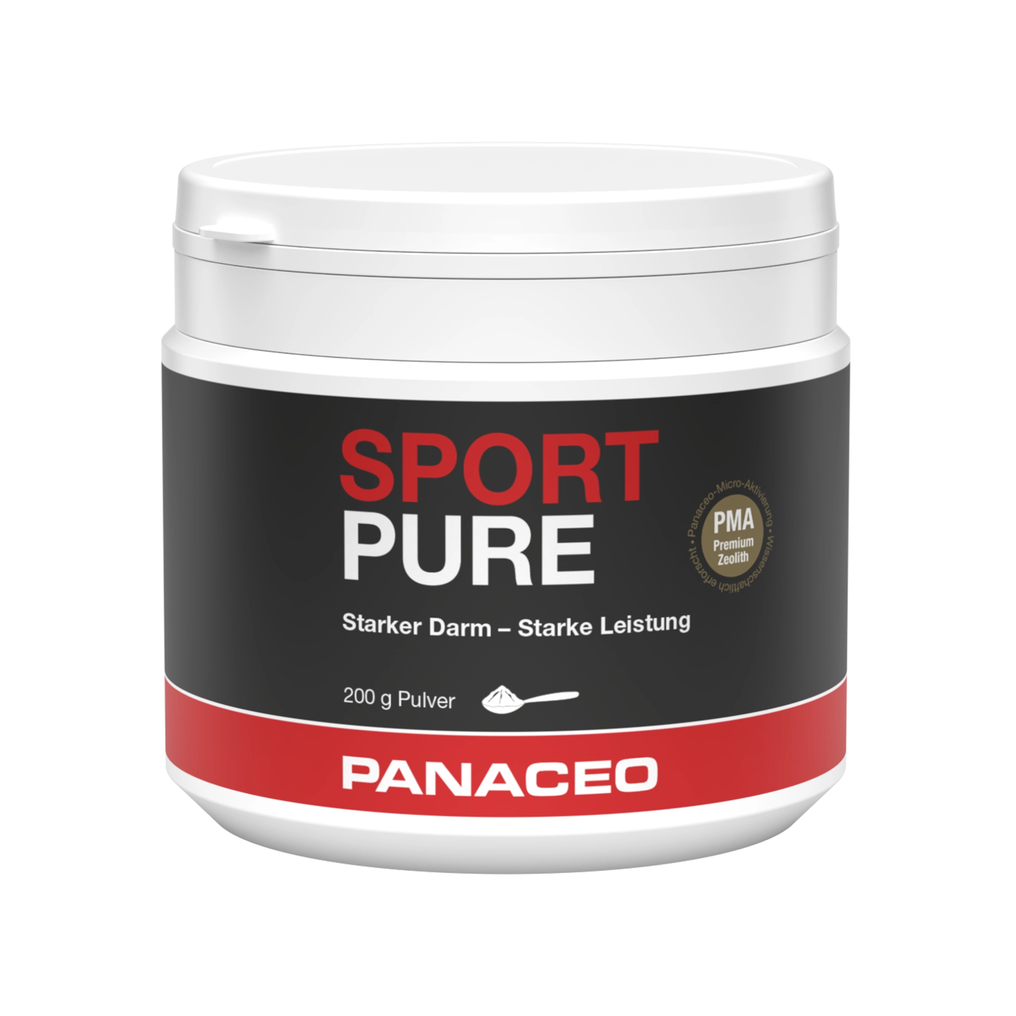 Produktabbildung von PANACEO SPORT PURE Pulver 200g, Zeolith-Pulver mit PMA-Zeolith zur Unterstützung von Leistungsfähigkeit, Regeneration und Darmmilieu im Sport