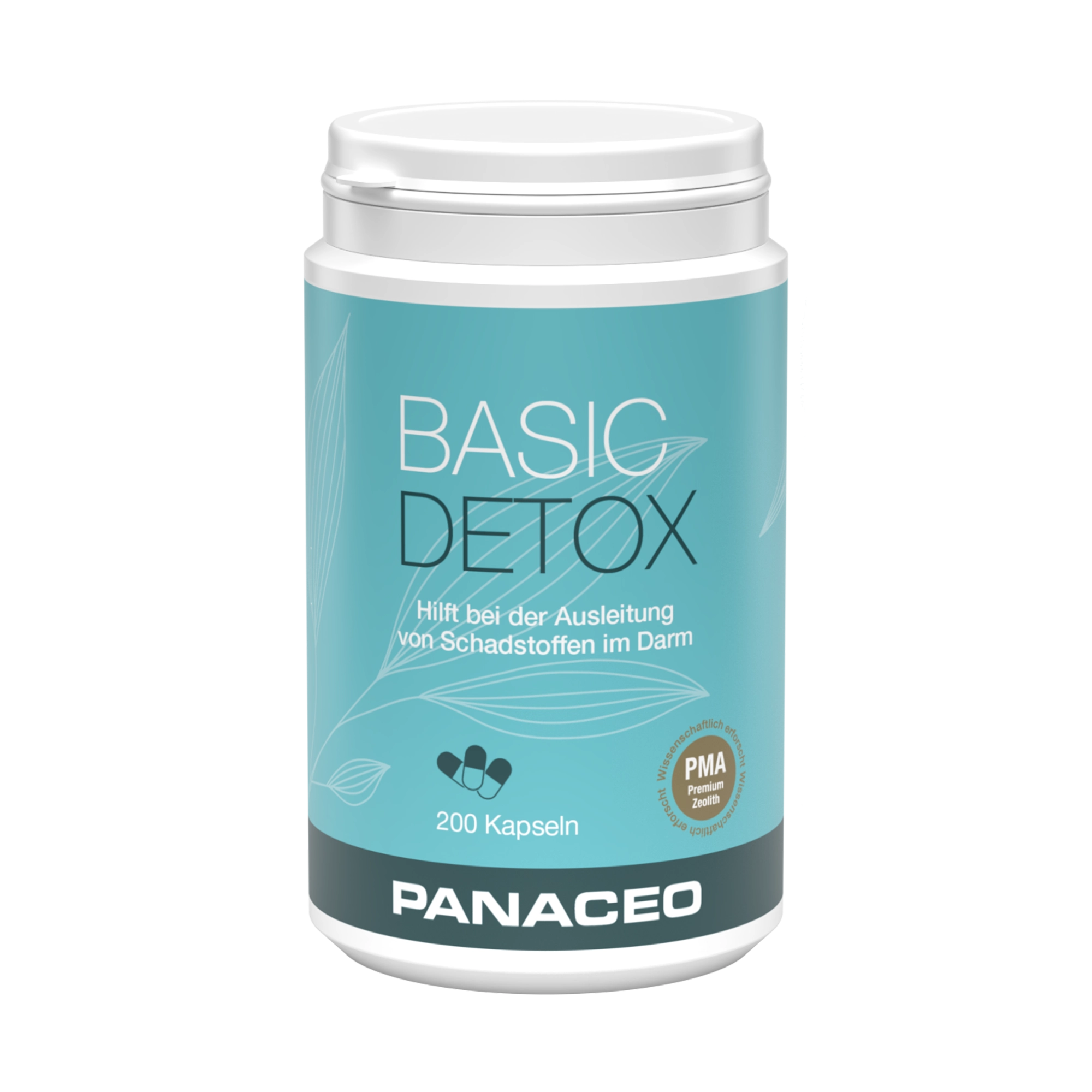 PANACEO BASIC DETOX Kapseln 200 Stk. – Zeolith Kapseln zur Darmentgiftung mit PMA-Zeolith PANACEO BASIC DETOX Kapseln 200 Stk. mit PMA-Zeolith zur Darmentgiftung – Dose des zertifizierten Medizinprodukts zur Bindung von Schadstoffen im Darm