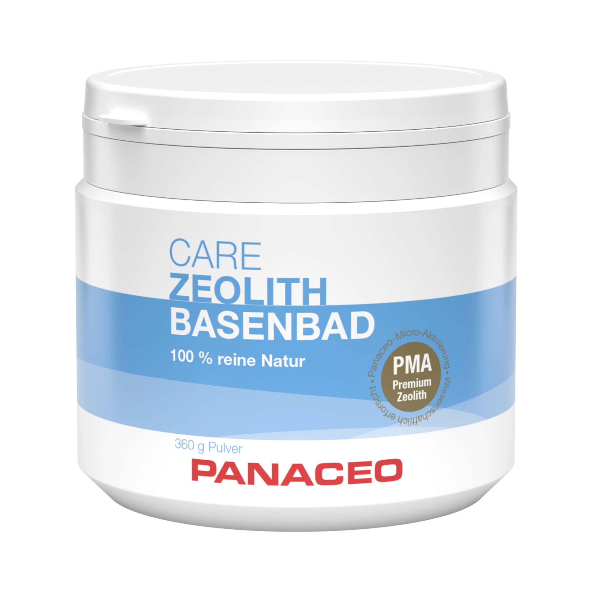 Produktabbildung der PANACEO CARE ZEOLITH BASENBAD Pulver Dose mit 360 g, Basenbad aus Zeolith