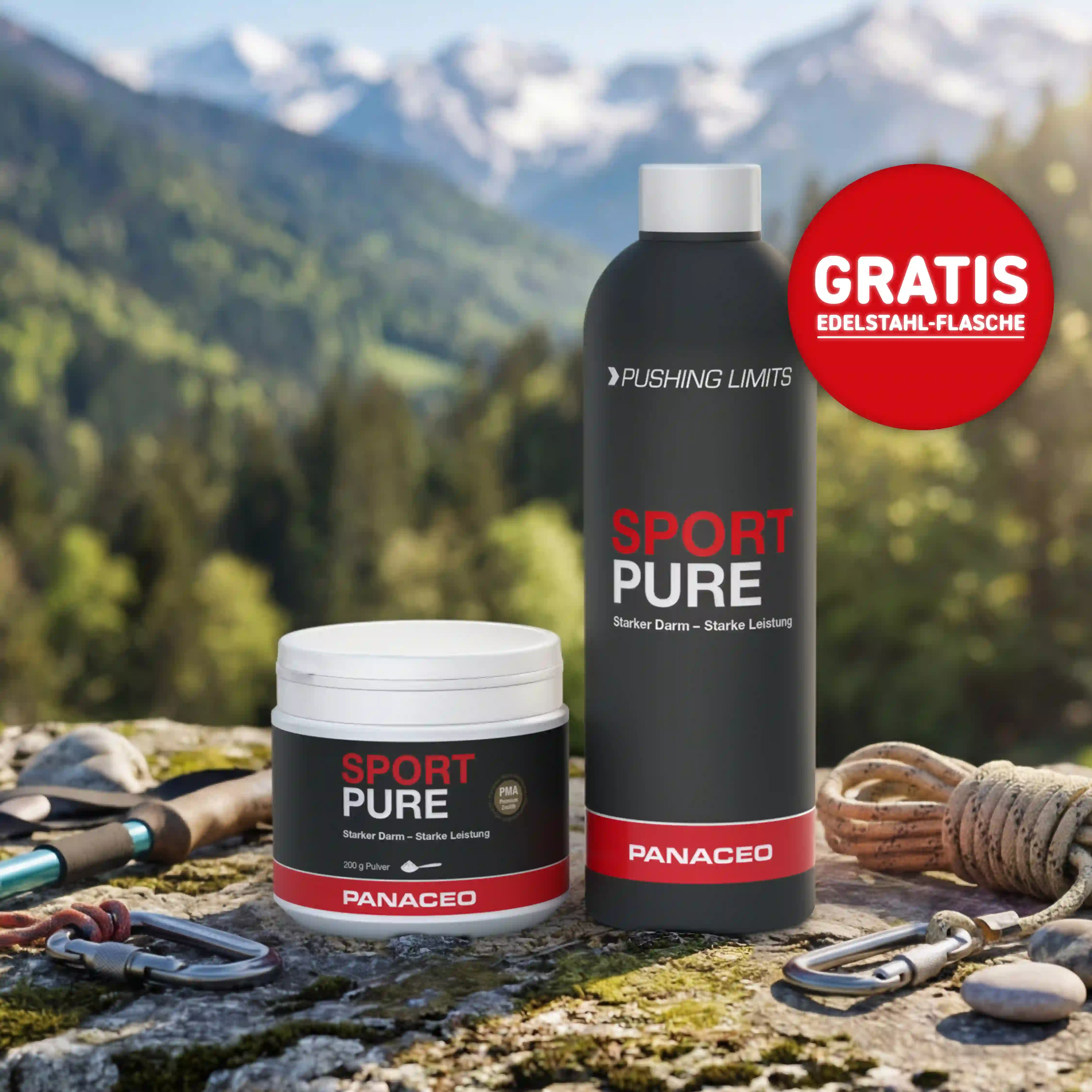 PANACEO Sport PURE Pulver mit GRATIS TStainless Steel Trinkflasche PANACEO Sport PURE Pulver mit GRATIS TStainless Steel Trinkflasche