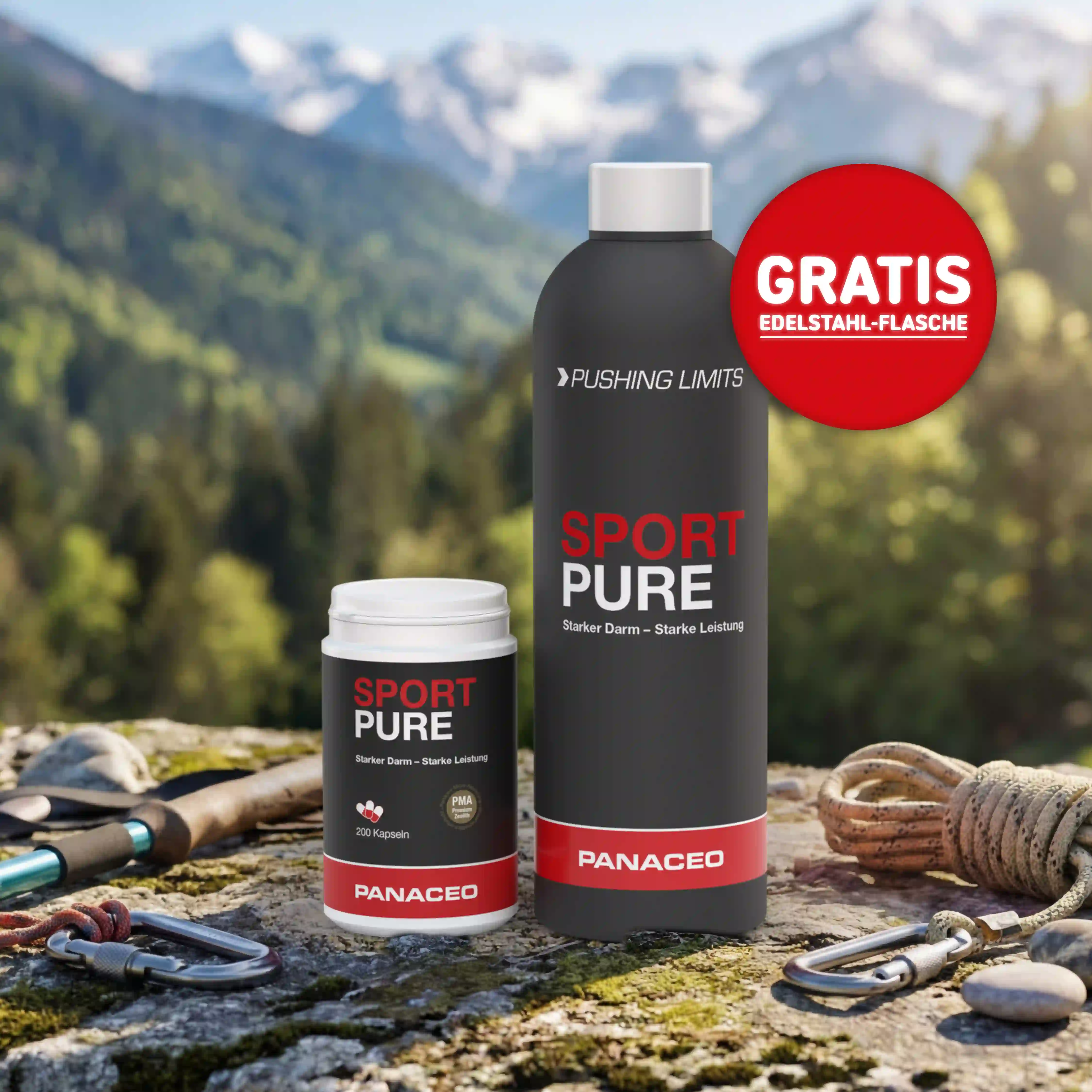 PANACEO Sport PURE Kapseln mit GRATIS TStainless Steel Trinkflasche PANACEO Sport PURE Kapseln mit GRATIS TStainless Steel Trinkflasche