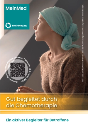 Titelseite der Broschüre „Gut begleitet durch die Chemotherapie – Ein aktiver Begleiter für Betroffene“