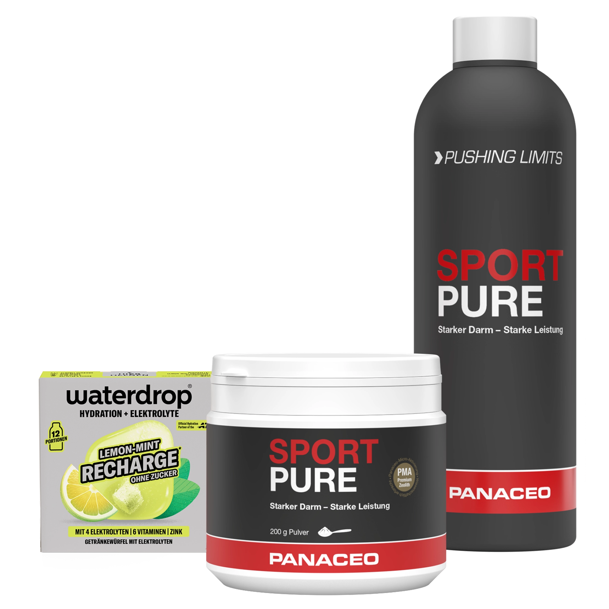 PANACEO Sport Summer Bundle mit Sport Pure Pulver, Trinkflasche und Hydration-Elektrolyten für Sport und Sommer