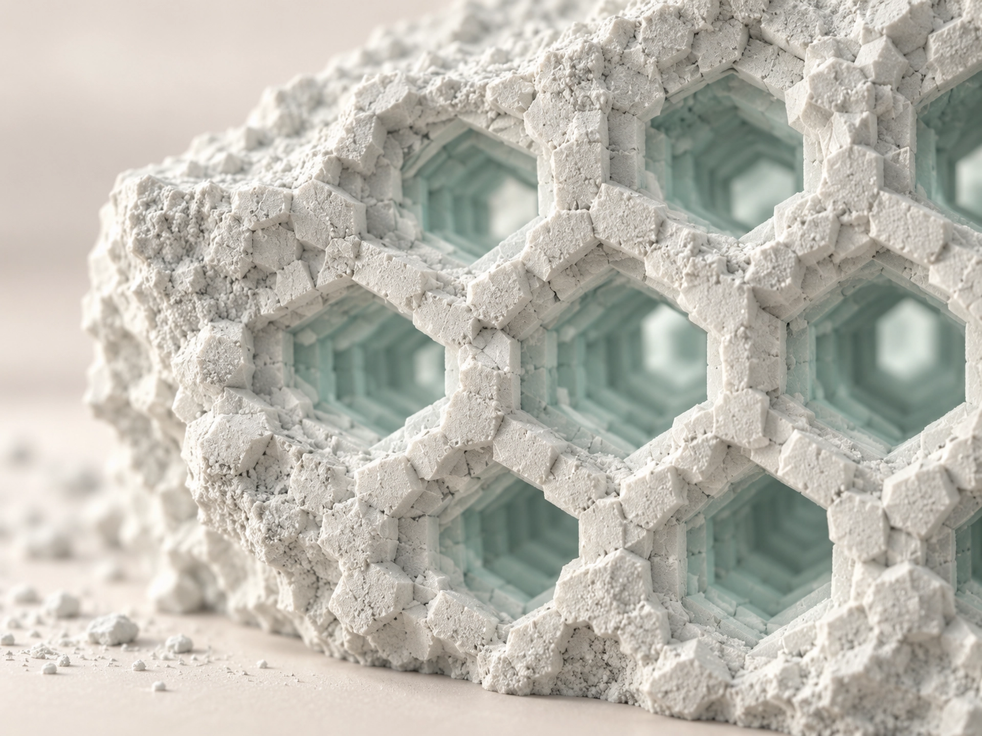 Immagine al microscopio elettronico a scansione della struttura cristallina della zeolite PMA