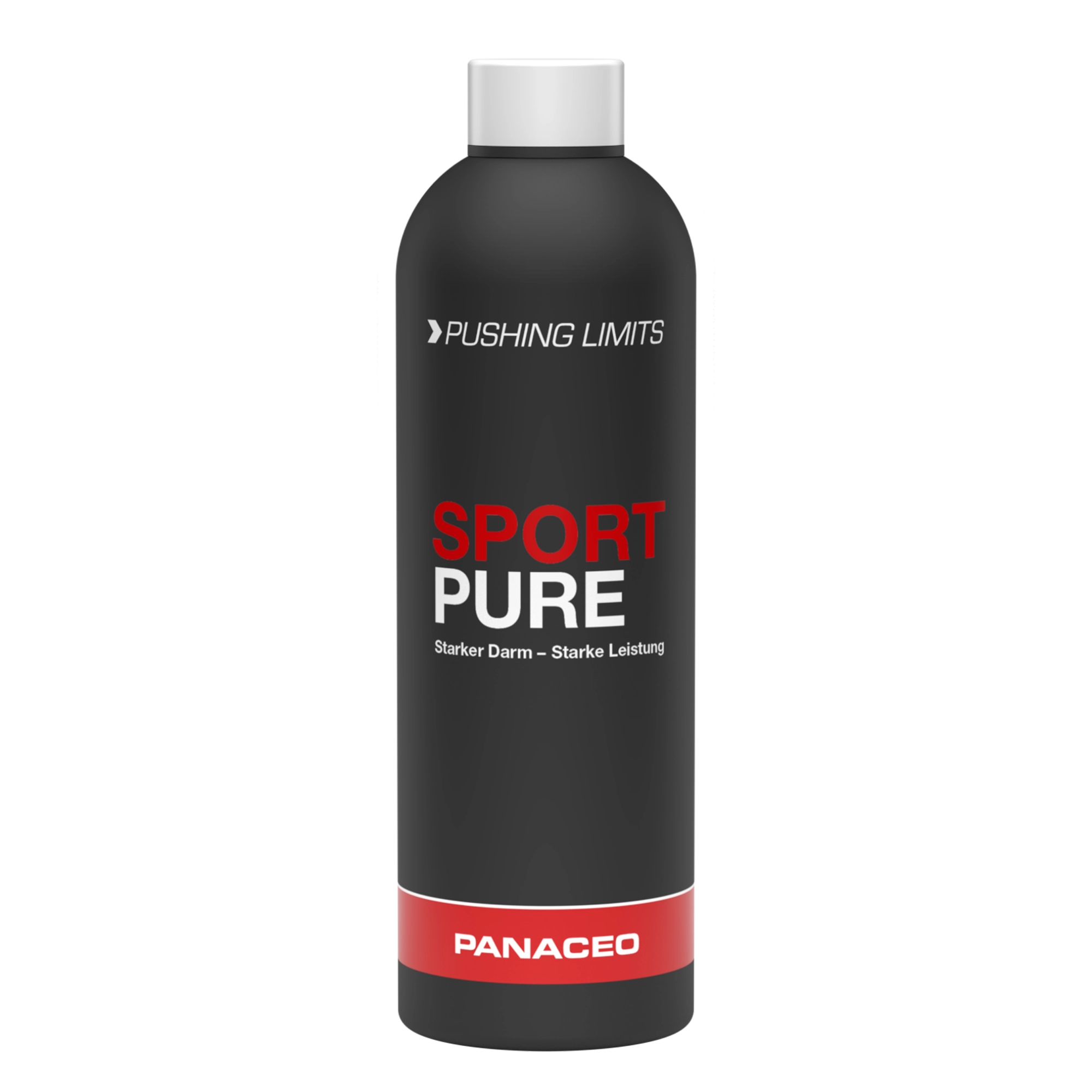 Schwarze PANACEO SPORT Stainless Steel Flasche 750ml mit silbernem Deckel – doppelwandig isolierte Edelstahl-Trinkflasche für Sport, Outdoor und Alltag
