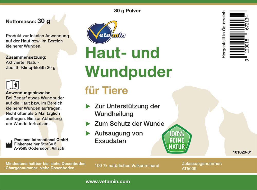 Vetamin Wundpuder für Hunde, Katzen & Pferde