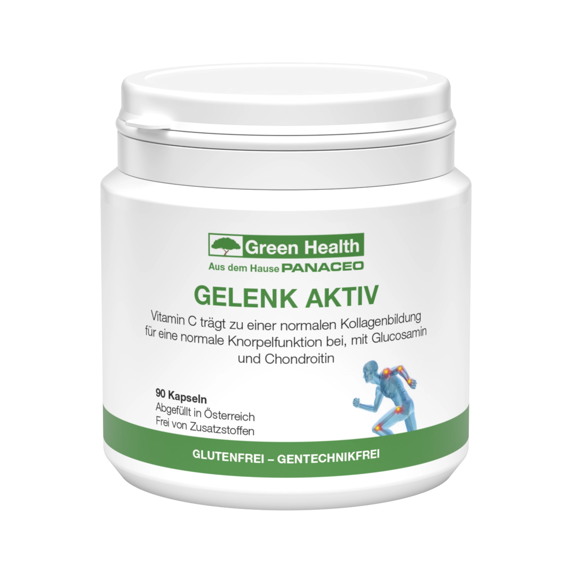 Green Health GELENK-AKTIV Kapseln 90 Stk. von PANACEO Produktabbildung Green Health GELENK-AKTIV Kapseln 90 Stk. von PANACEO, Nahrungsergänzung für Gelenke, Knorpel und Bindegewebe mit Glucosamin, Chondroitin und Vitamin C