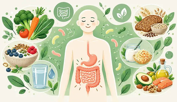 Leaky-Gut-Ernährung mit ballaststoffreichen Lebensmitteln zur Unterstützung der Darmgesundheit und des Darmmikrobioms.